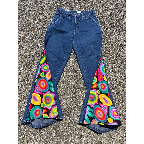Brittania Denim - Vtg 70s Brittania Classic Bell Bottom Flared hippie Jeans 12 28x32 12” Flare